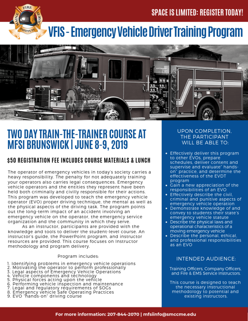 VFIS Emergency Vehicle Driver Training Program Maine Fire Service