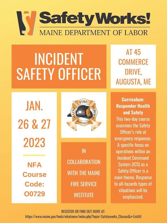 NFA Incident Safety Officer (non ProBoard) Maine Fire Service Institute